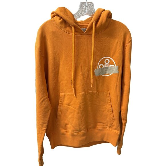 Off-White Virgil Abloh Orange Graphic Hoodie With Arrows & Logo Design - Picture 1 of 12